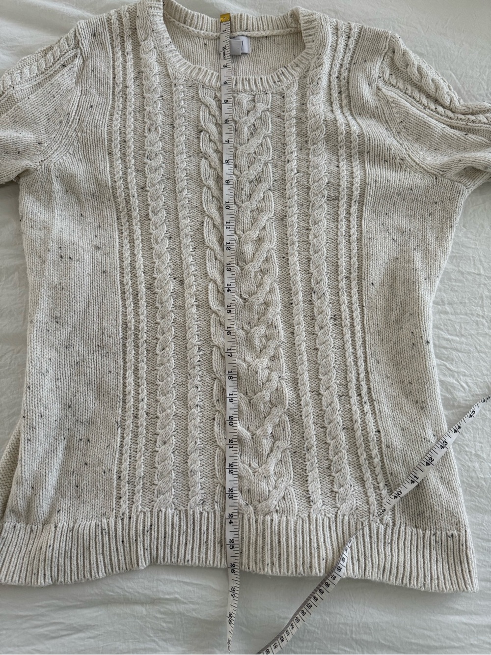 Old Navy Cozy Cable Knit Crewneck Sweater in Cream - Picture 7 of 8